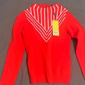 Karen Millen orange and White Crew Neck Sweater